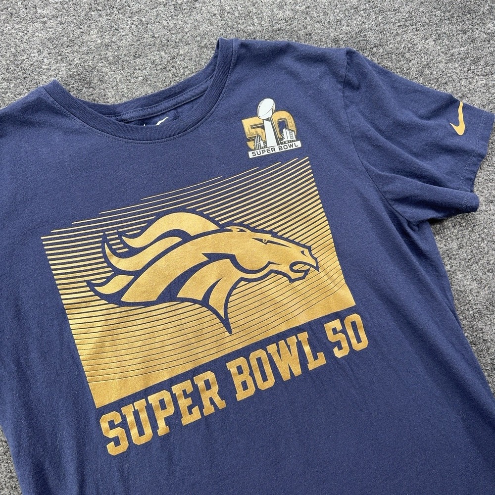 NFL Denver Broncos Super Bowl 50 T-Shirt Men's Large The Nike Tee Athletic Cut